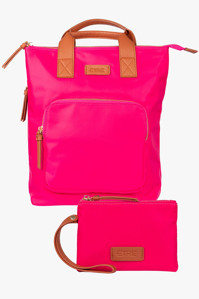 pink-backpack-wristlet-purse-2-piece-set-rucksack-wallet