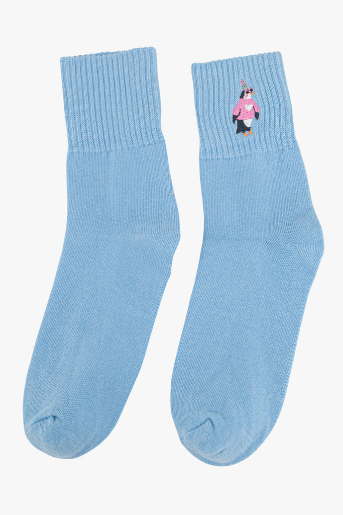 womens-party-penguins-embroidered-cotton-ankle-socks-5-pack-blue