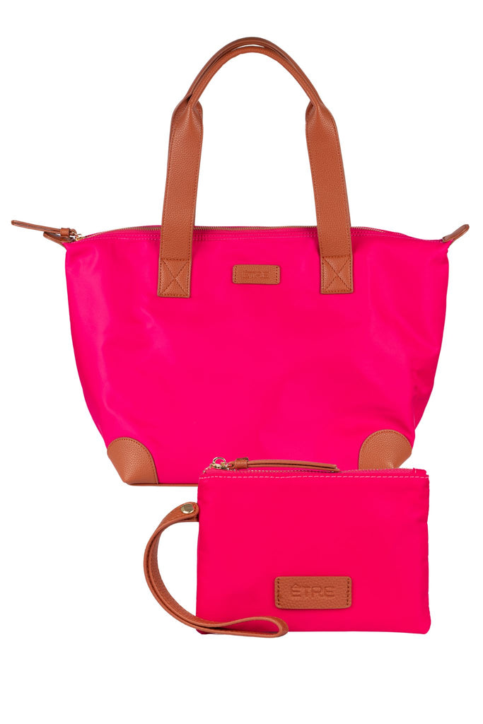 pink-tote-bag-wristlet-purse-2-piece-set-carry-all-wallet