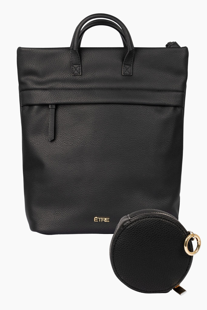 black-backpack-coin-purse-travel-set-2-piece-rucksack-wallet