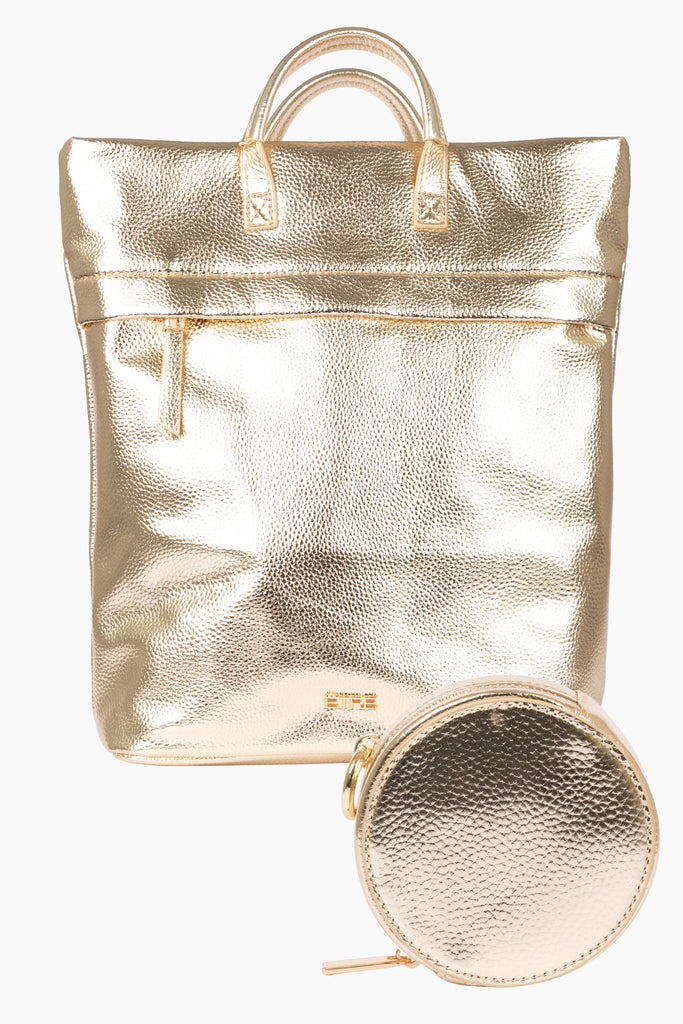 gold-backpack-coin-purse-travel-set-2-piece-rucksack-wallet