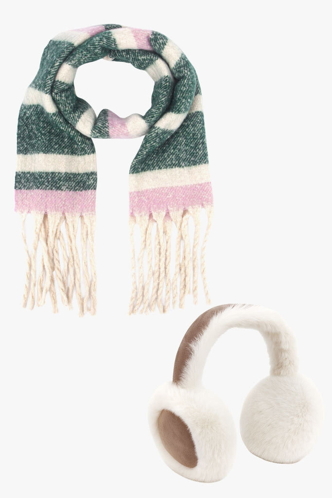 green-pink-striped-heavyweight-scarf-earmuffs-gift-set-striped-faux fur