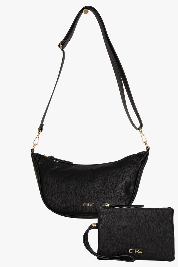 black-faux-leather-half-moon-bag-wristlet-purse-2-piece-set-bag-wallet