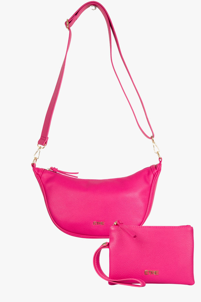 pink-faux-leather-half-moon-bag-wristlet-purse-2-piece-set-handbag-wallet