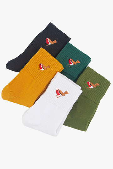 womens-christmas-robins-embroidered-cotton-ankle-socks-5-pack-multipack