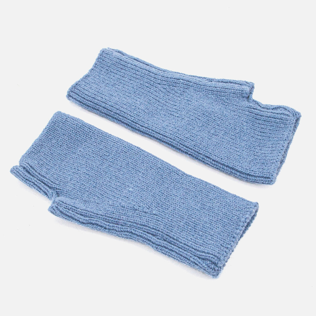 dylan-denim-blue-ribbed-wrist-warmers-laying-flat