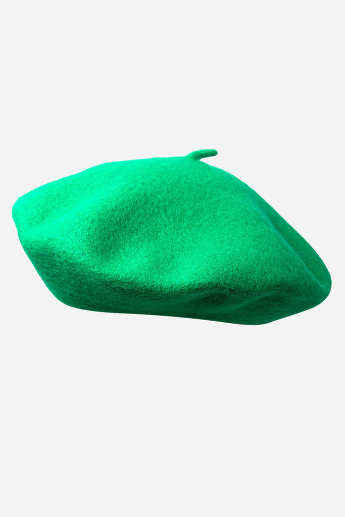 wool blend green beret winter hat