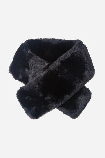 black faux fur tuck through neck scarf