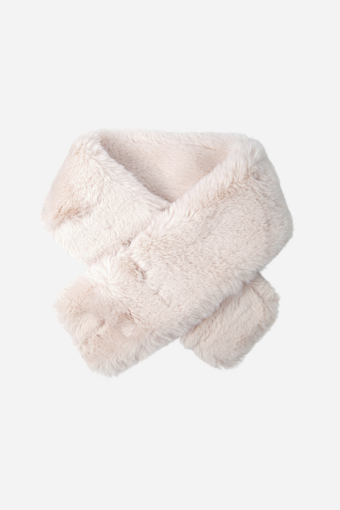 cream faux fur tuck collar scarf