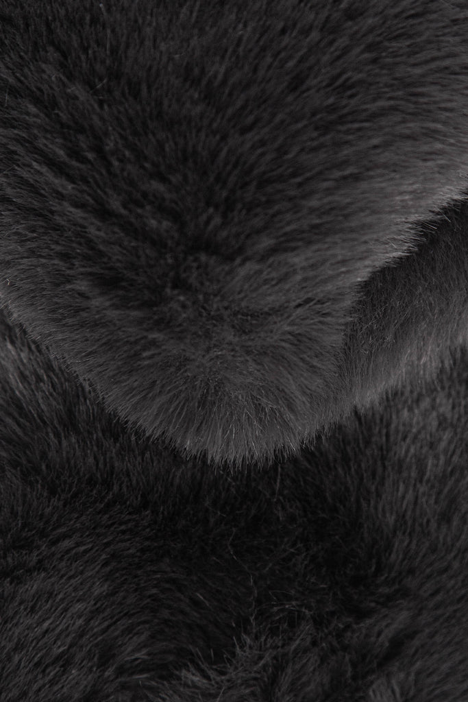 close up of the soft faux fur material