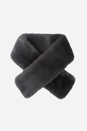 daark grey faux fur neck scarf