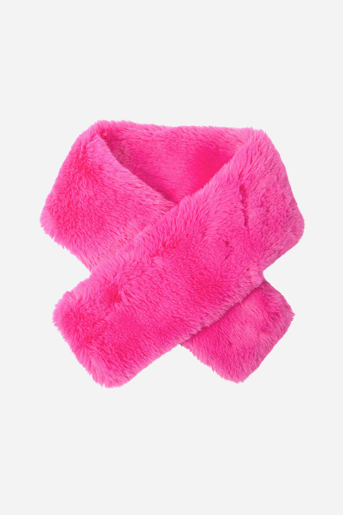 fuchsia pink faux fur collar scarf
