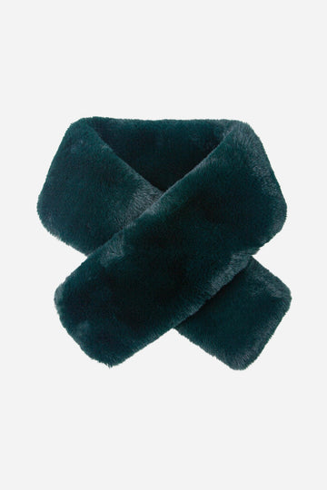 green faux fur tuck through collar scarf
