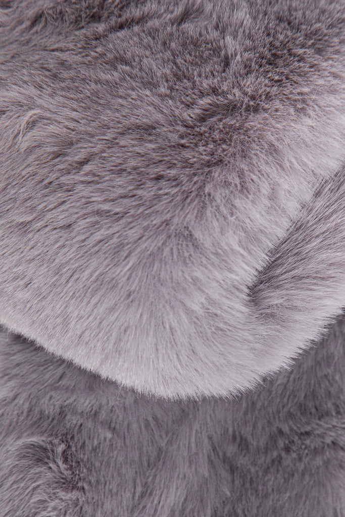 close up of the soft faux fur material