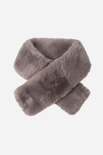 taupe faux fur tuck through collar scarf 