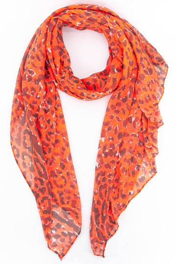 orange scarf with an all over leopard print pattern