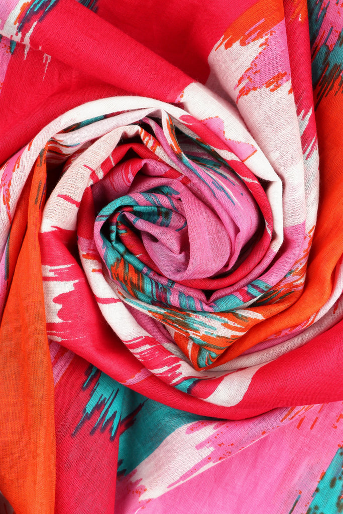close up of the lightweight material of this cotton scarf