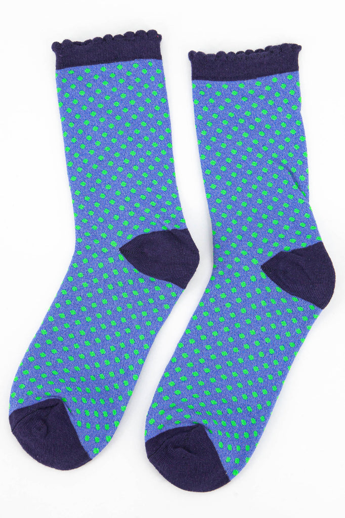 blue ankle socks with an all over glitter sparkle
