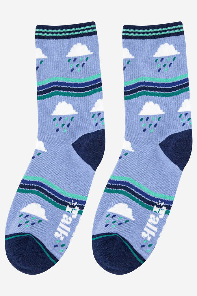 womens rain cloud weather bamboo ankle socks