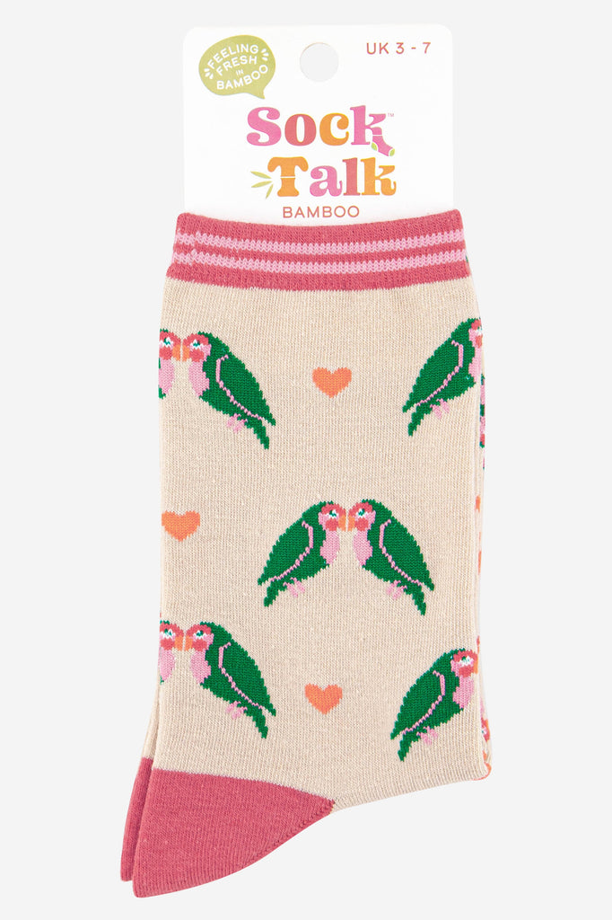 womens bamboo lovebird ankle socks uk size 3-7