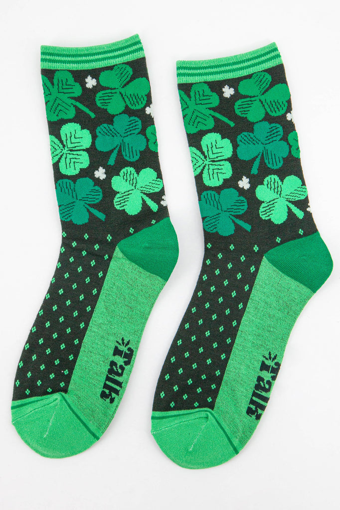 green shamrock bamboo ankle socks for women