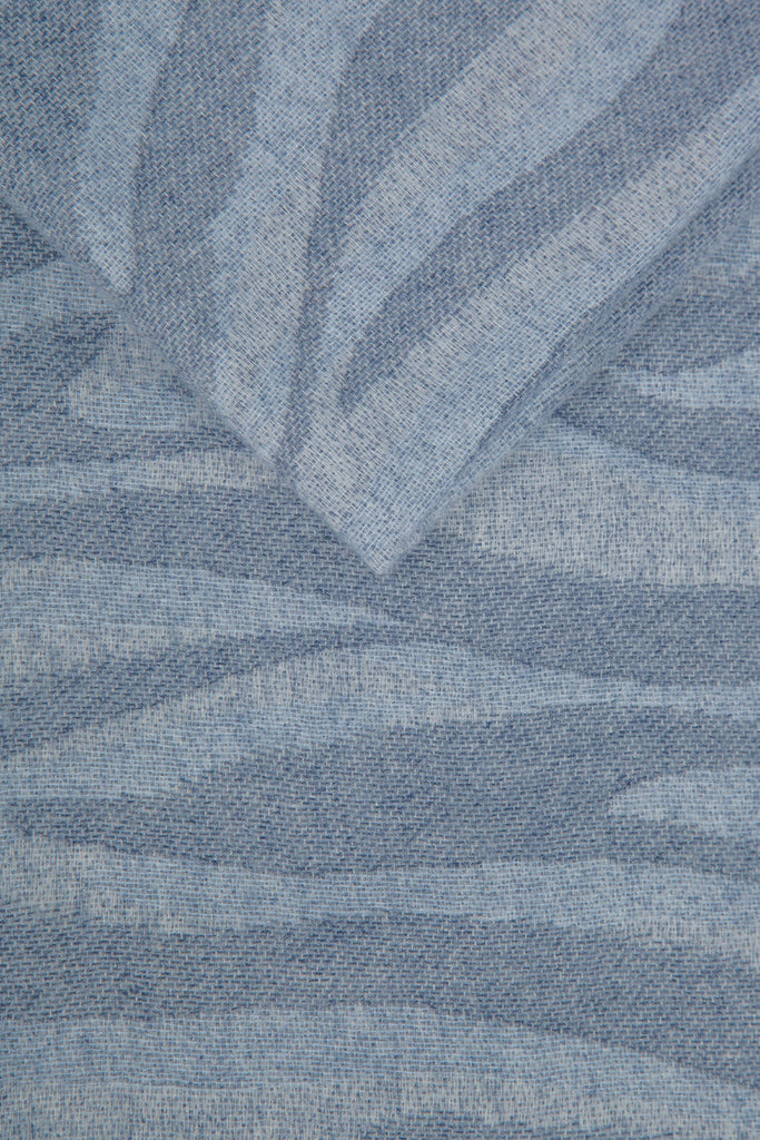 close up image of the blue zebra print pattern