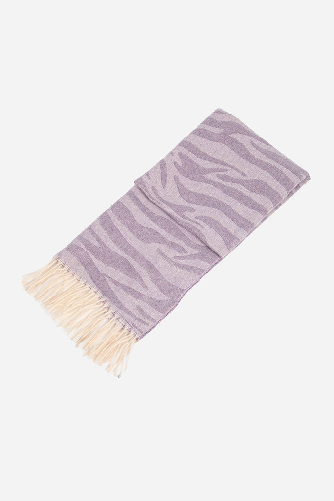 scarf folded flat showing the zebra animal print design