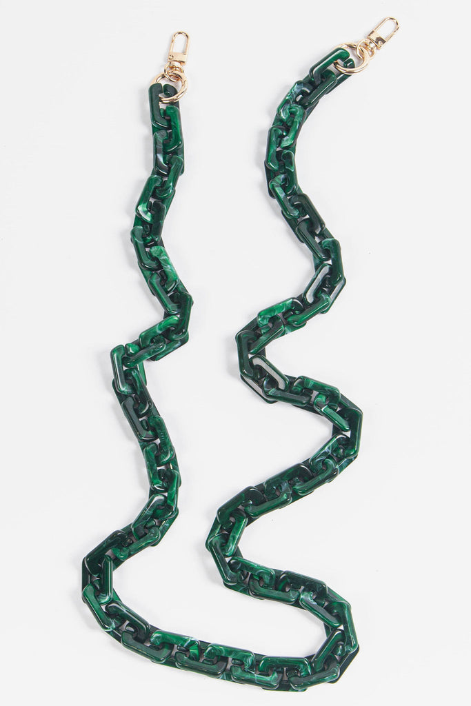 green acrylic bag strap