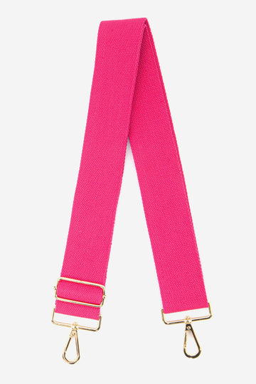 fuchsia pink wide cross body replacement bag strap with gold clip on hardware