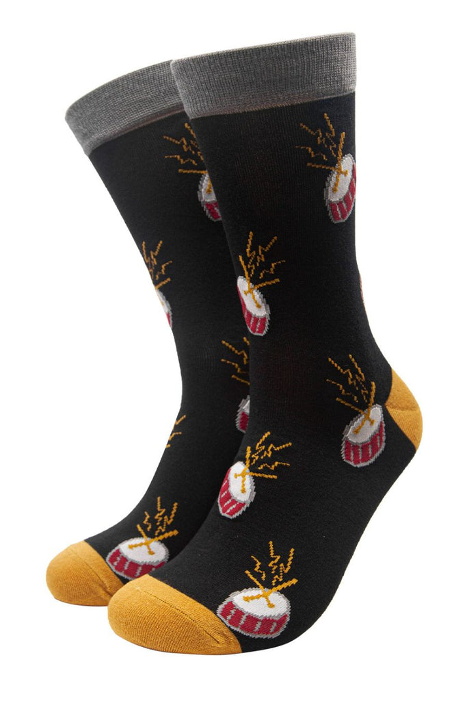 black dress socks with drums all over 